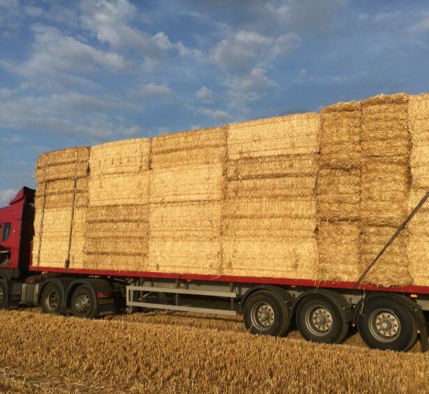 Lorry loaded with straw