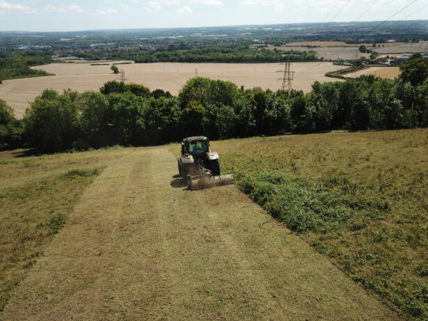Downland management with tractor and flail