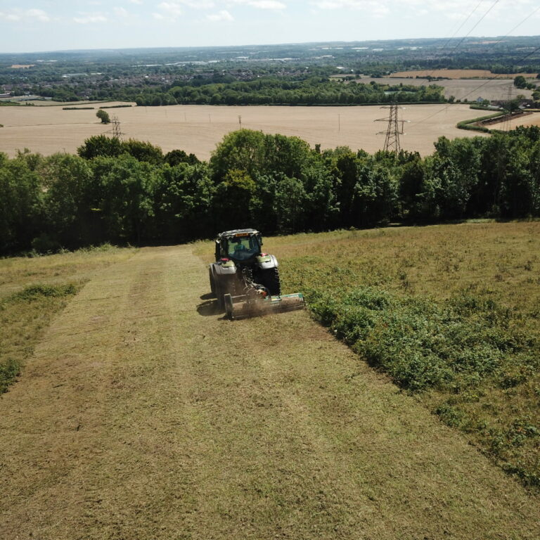 Downland management with tractor and flail